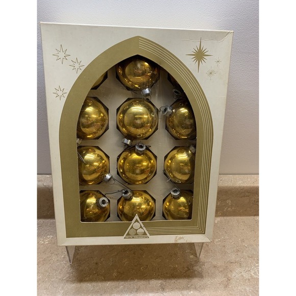 Delta Other - Vintage Delta Glass Gold Christmas Ornaments in Box!